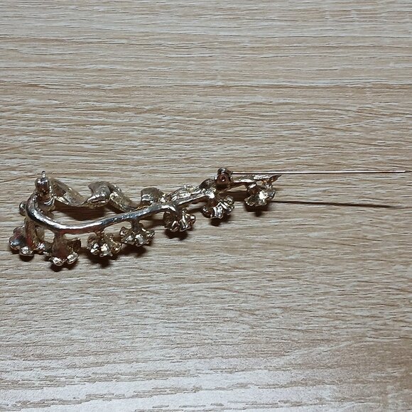 Vintage Silver Tone with Purple Faux Stone Flower Metal Pin Brooch #4 - Picture 7 of 11